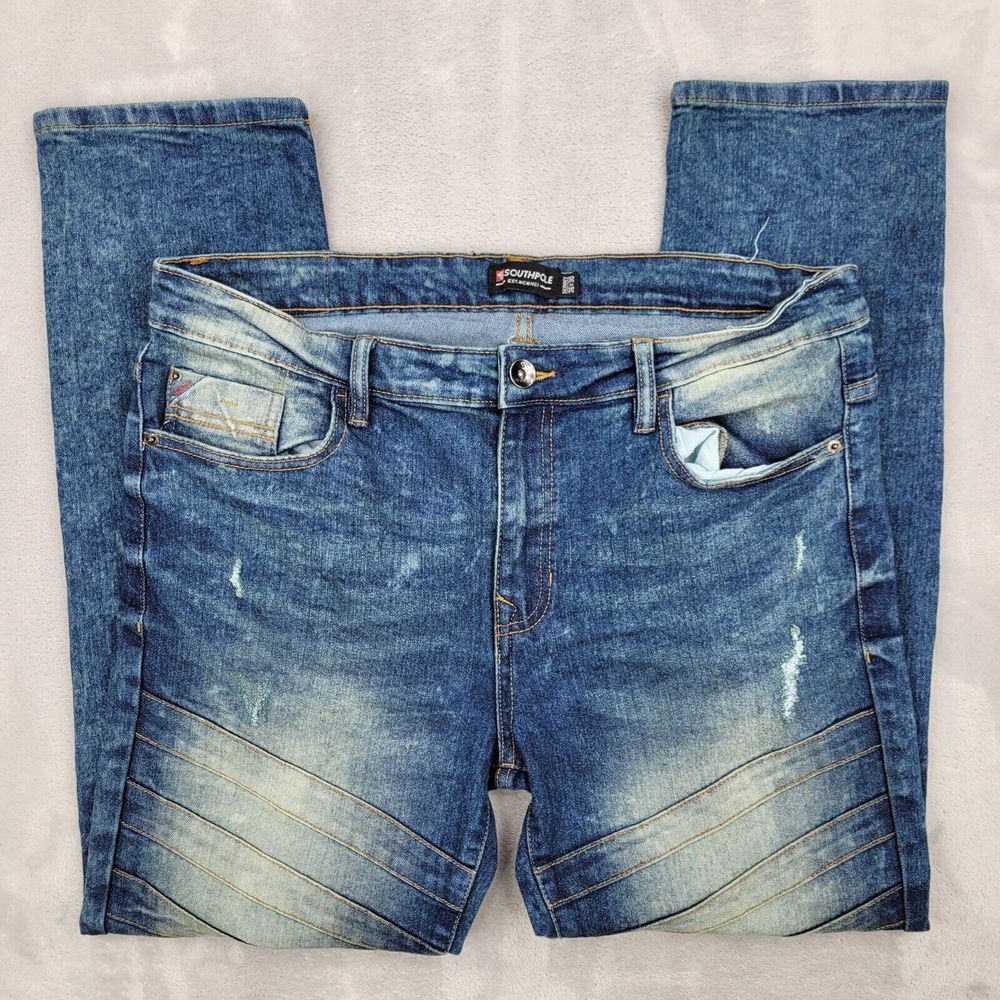 Southpole Jeans Men 36x30 Blue Denim Straight Faded Washed Rap Vintage Y2K Adult